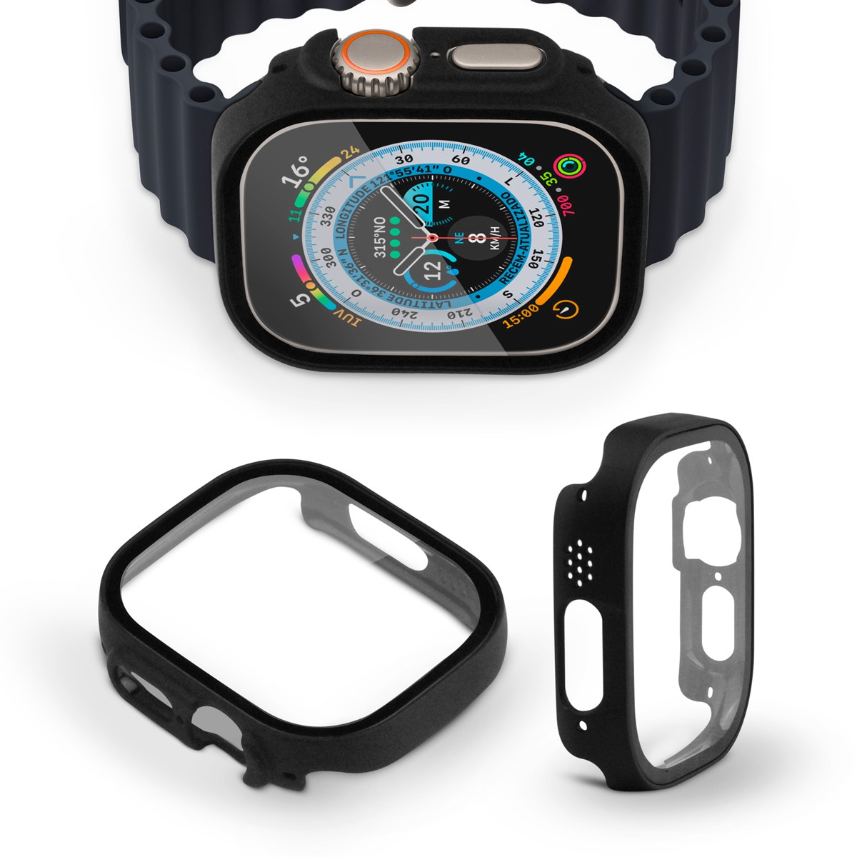 Case para Apple Watch Ultra 49MM (Series 1ª geração/2ª geração/3ª geração) Preta - Armor - acompanha película integrada na case - Gshield