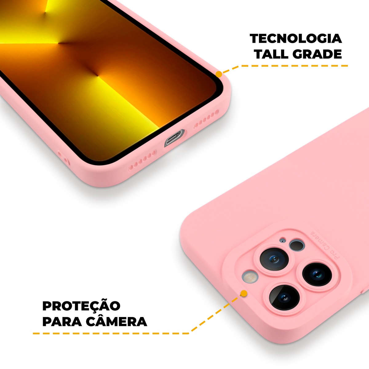 Capa para iPhone 13 Pro - Rosa - Silicon Cloud - Gshield