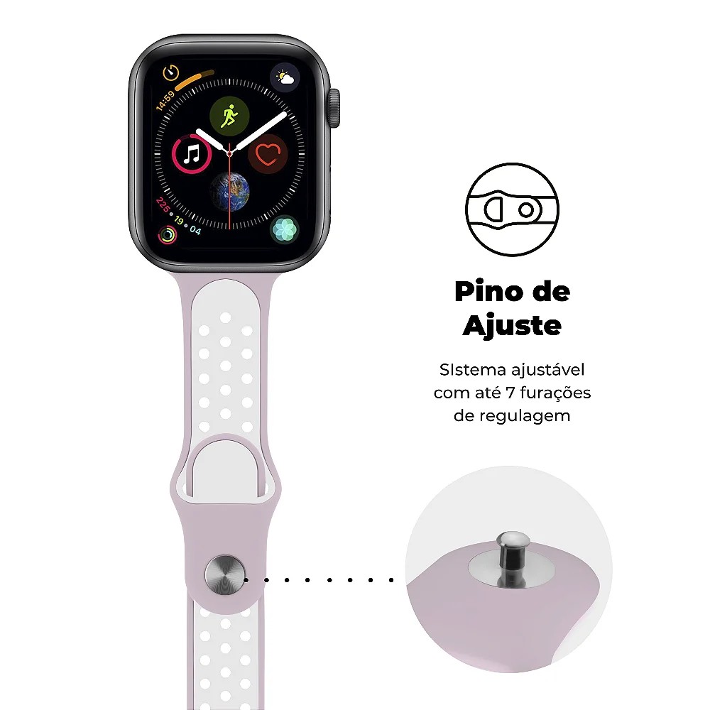 Pulseira para Apple Watch Armor Running 49MM- Rosa e Branco - Gshield