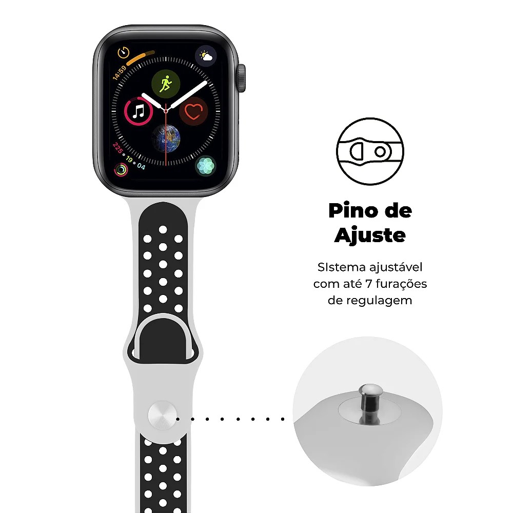 Pulseira para Apple Watch Armor Running 49MM - Branco e Preto - Gshield