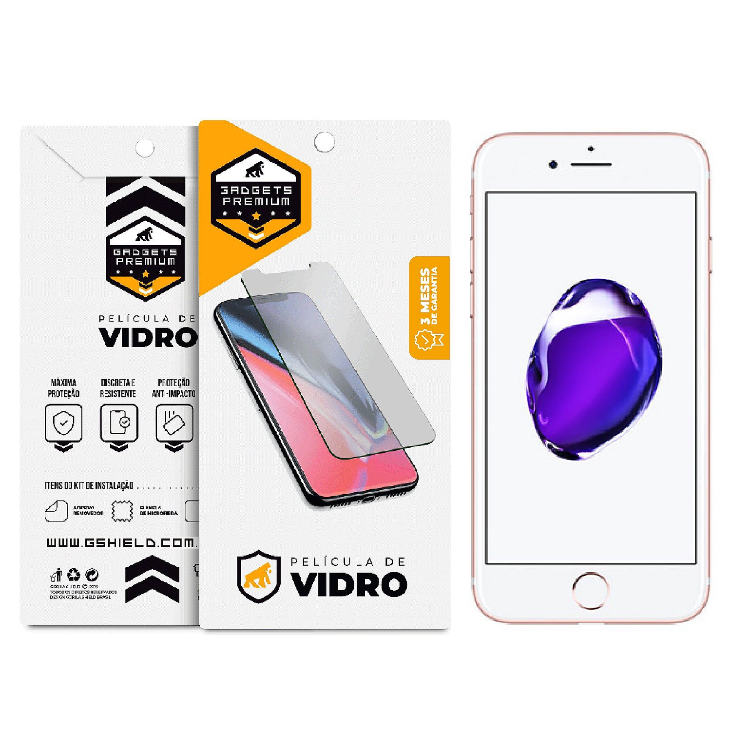 Película para iPhone 7 / 8 / SE 2 / SE 3 - Vidro Dupla - Gshield