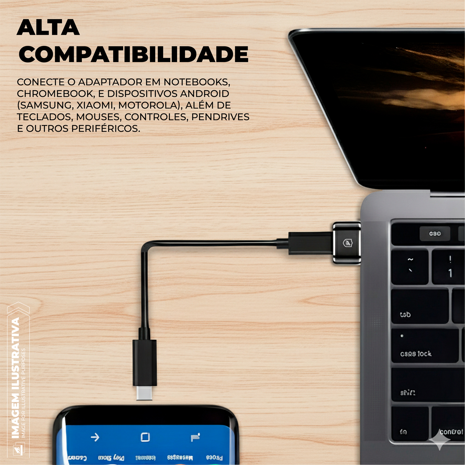 Adaptador Tipo C / USB-A - Preto - Gshield - foto 3