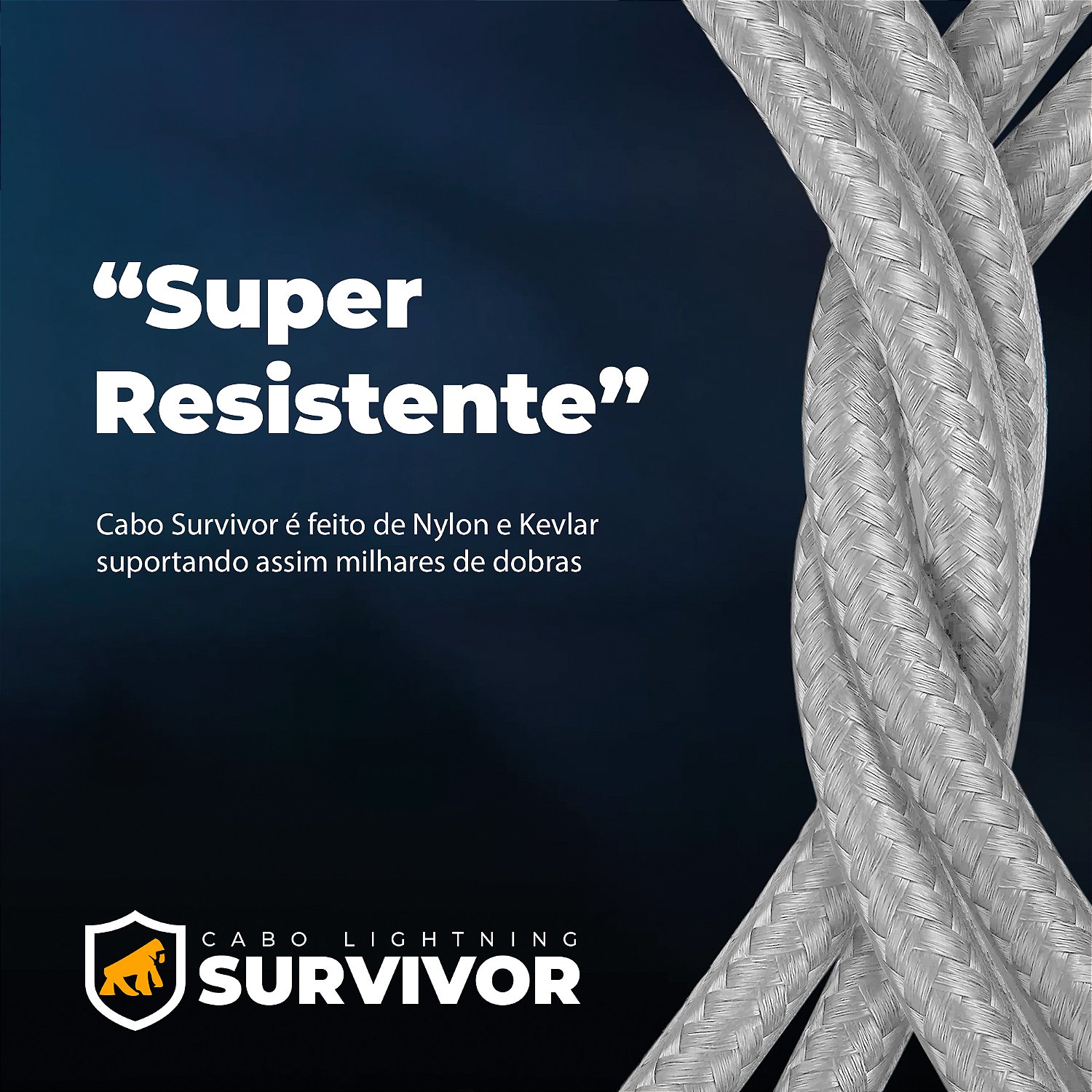 Cabo Survivor para Lightning / USB - 1,5m - Branco - Gshield - foto 4