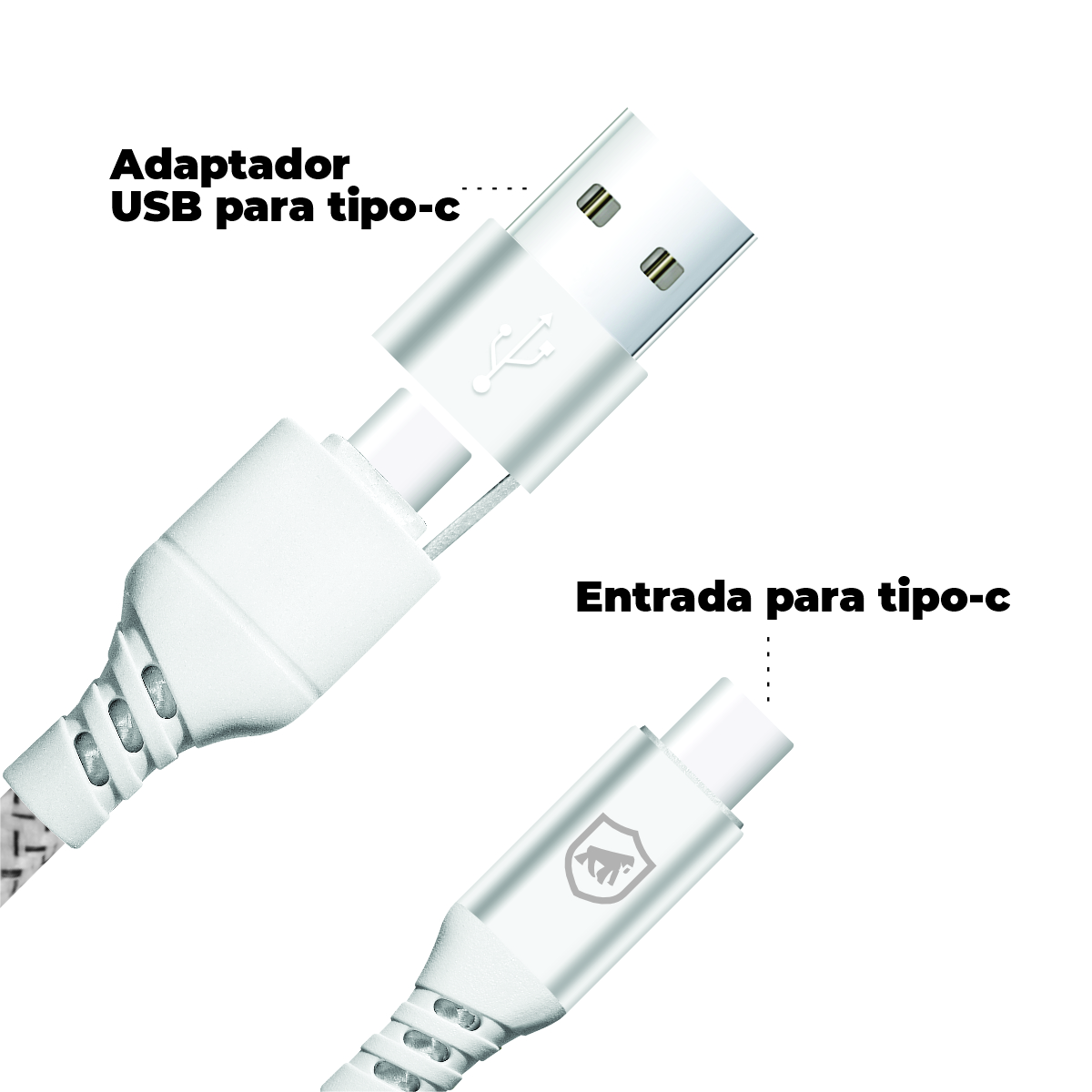 Cabo Thunder 65W 2 em 1 Tipo C / Tipo C / USB-A - 1M - Gshield