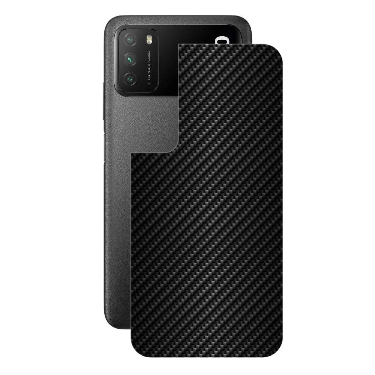 Película para Xiaomi Poco M3 - Traseira de Fibra de Carbono Preta - Gshield