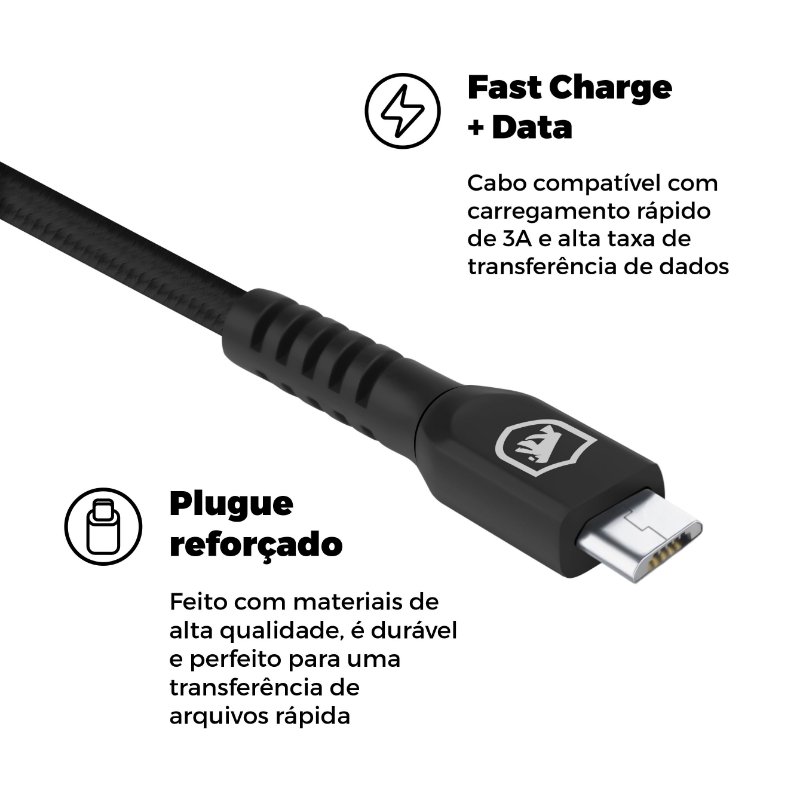 Cabo para controle Playstation 4 USB 2 metros - Dual Shock Preto - Gshield