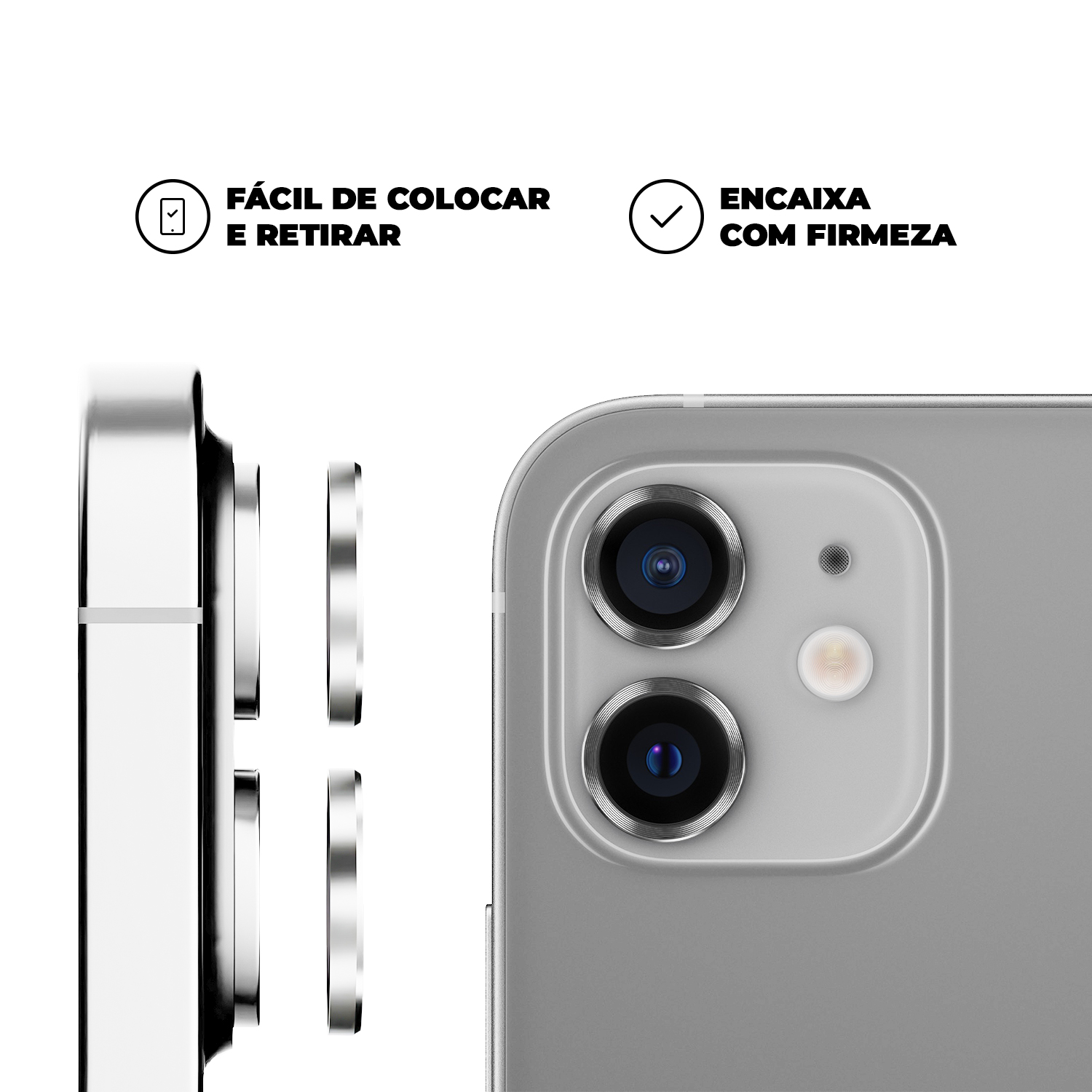Protetor de Lente para iPhone 12 Mini - One Armor - Frame para câmera - Prata - Gshield