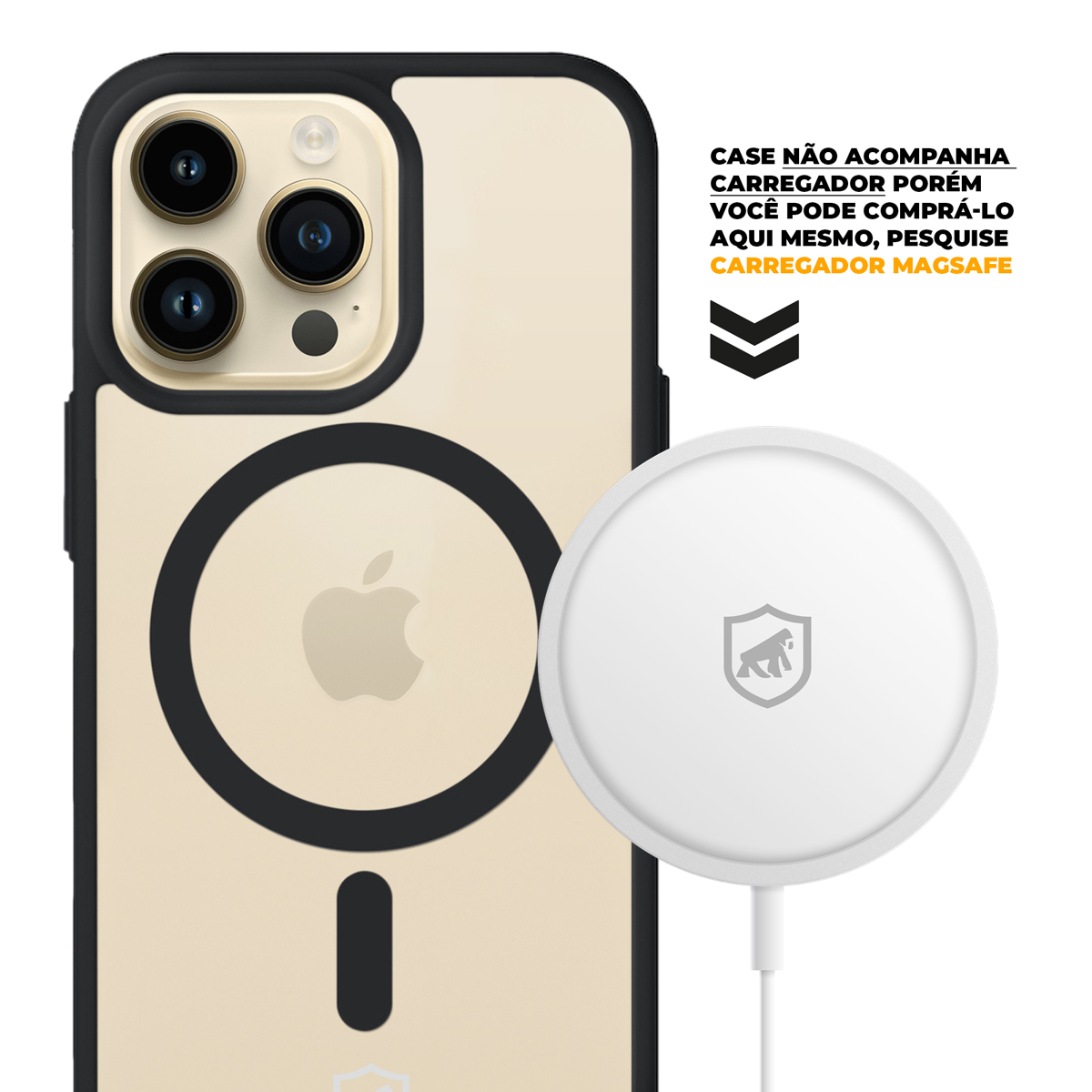 Kit Capa Magsafe Preta e Pelicula Dual Glass Preta para iPhone 14 Pro Max - Gshield - foto 3