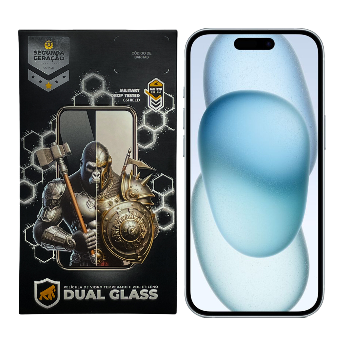 Película para iPhone 15 Plus - Dual Glass Preta - Gshield