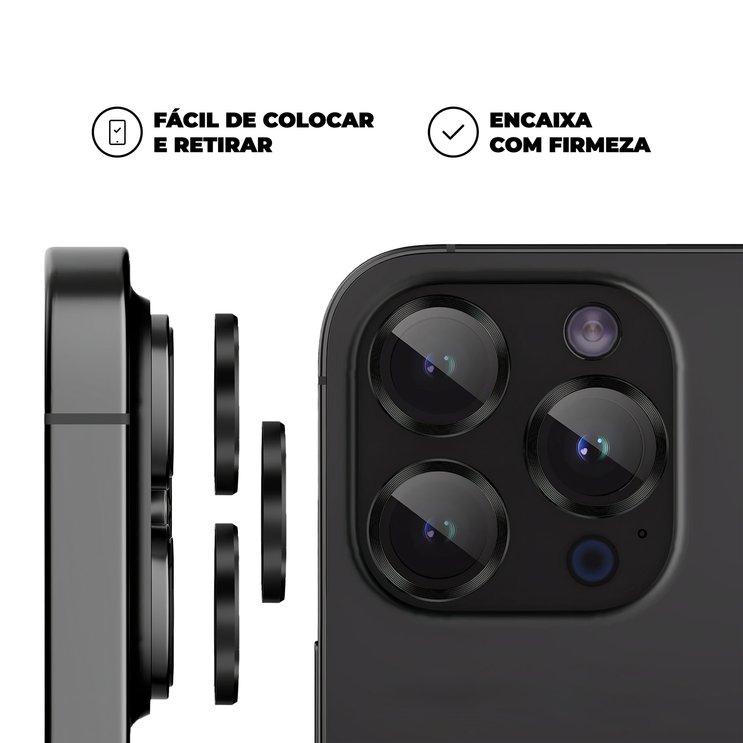 Protetor de Lente para iPhone 13 Pro Max - One Armor - Frame para câmera - Preto - Gshield