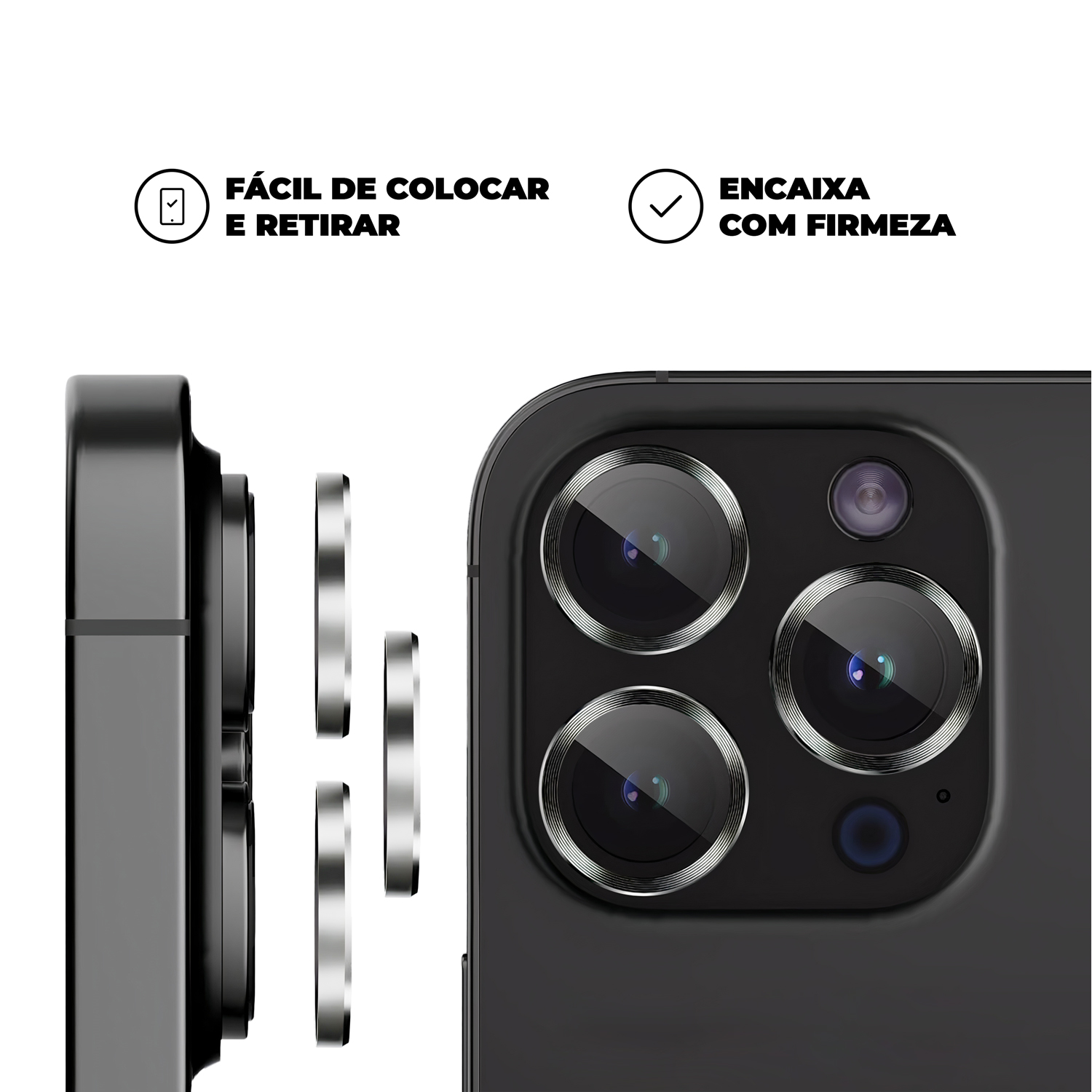 Protetor de Lente para iPhone 14 Pro - One Armor - Frame para câmera - Prata - Gshield