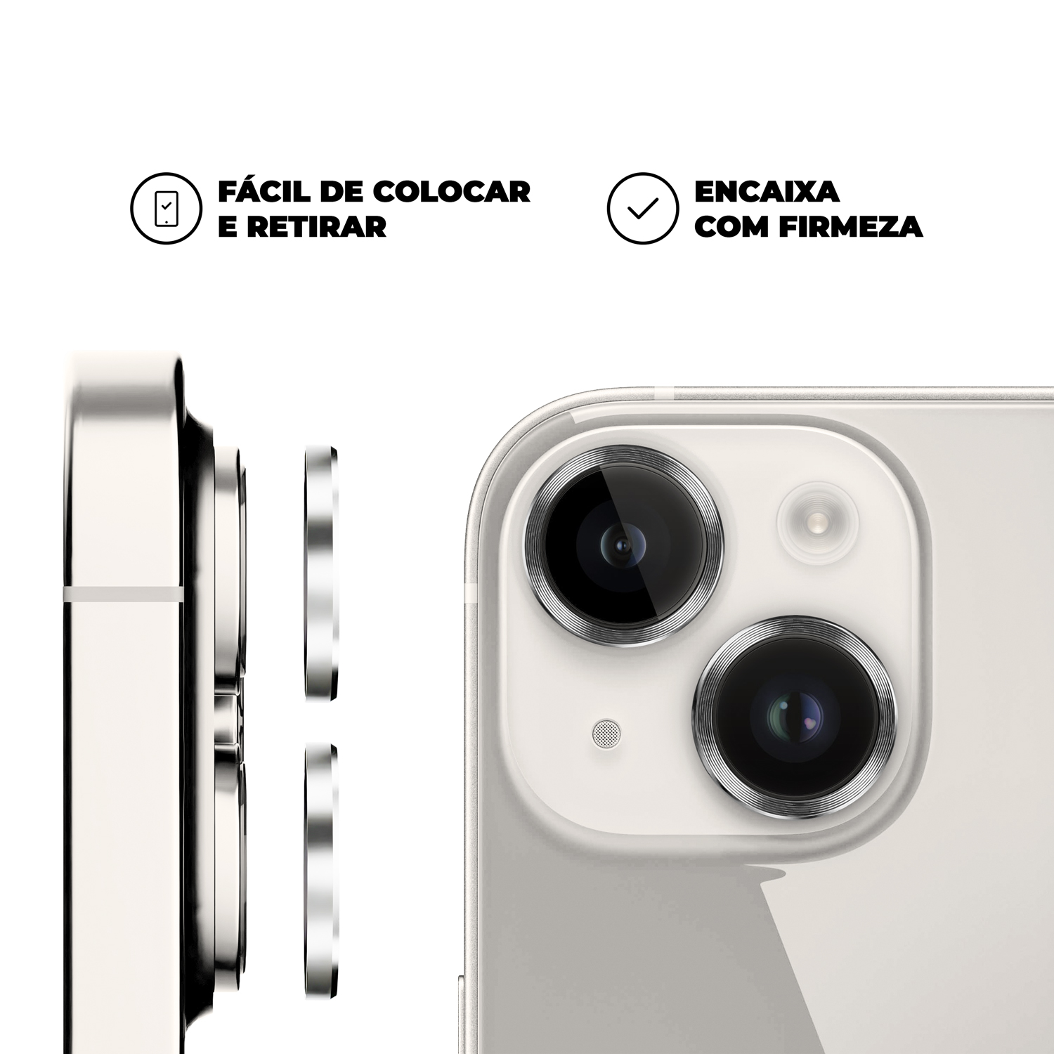 Protetor de Lente para iPhone 15 - One Armor - Frame para câmera - Prata - Gshield