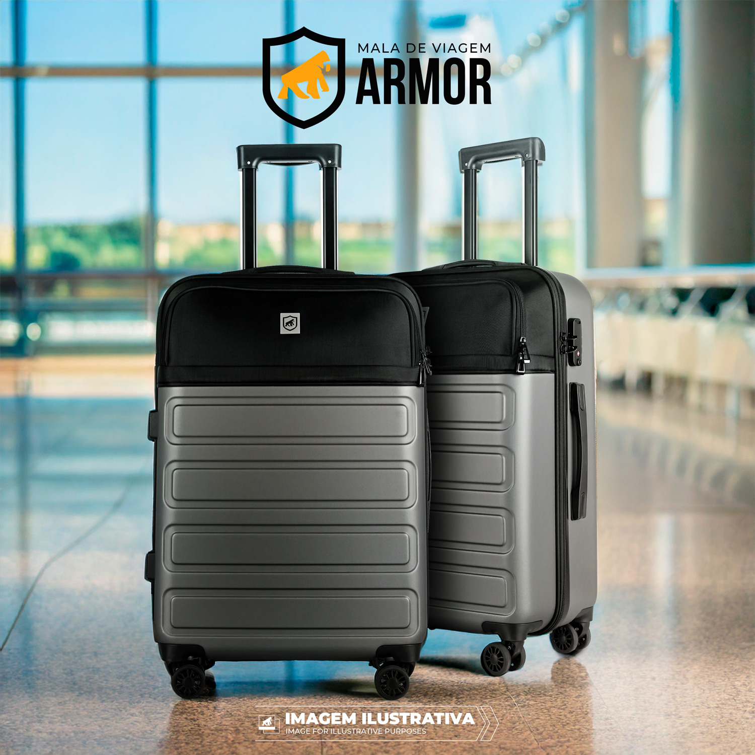 Mala de Viagem Armor com Rodas 360° - 24 polegadas - Média - Para Despachar - Gshield - foto 8