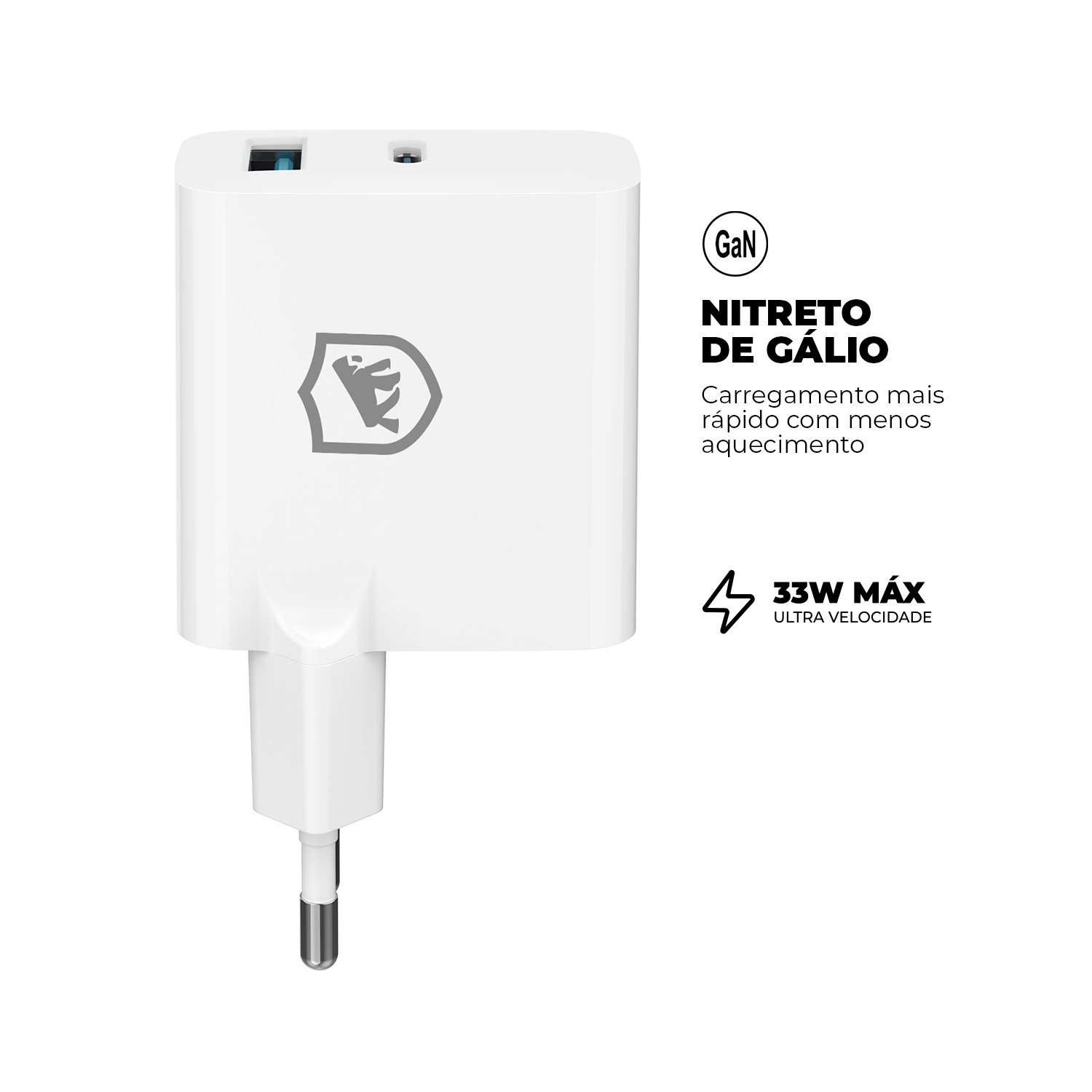 Carregador de Parede Turbo Delivery QC 4.0 33W - USB-A / Tipo C - Gshield - foto 2