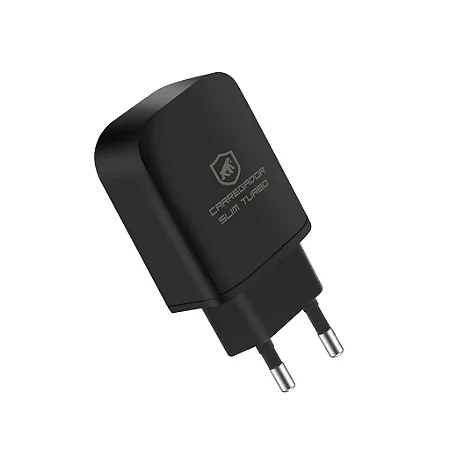 Kit Carregador de Parede Turbo Slim + Cabo Nylon Kevlar Preto Tipo C / Usb 1,5m - Gshield