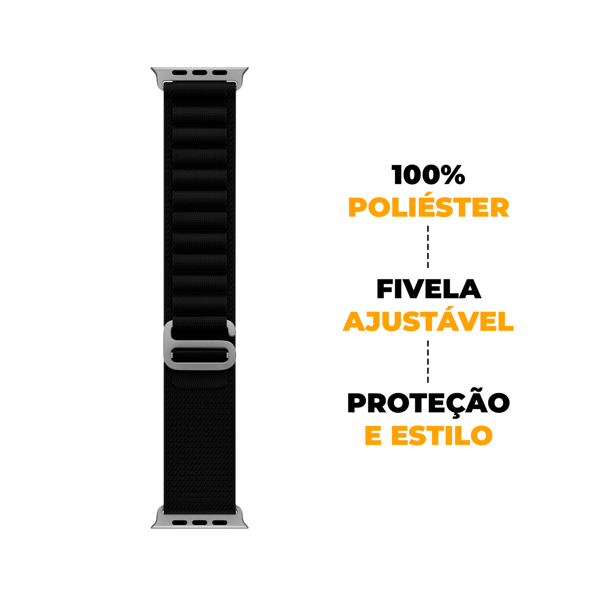 Pulseira para Apple Watch 45 MM  - Alpina Loop - Preta - Gshield
