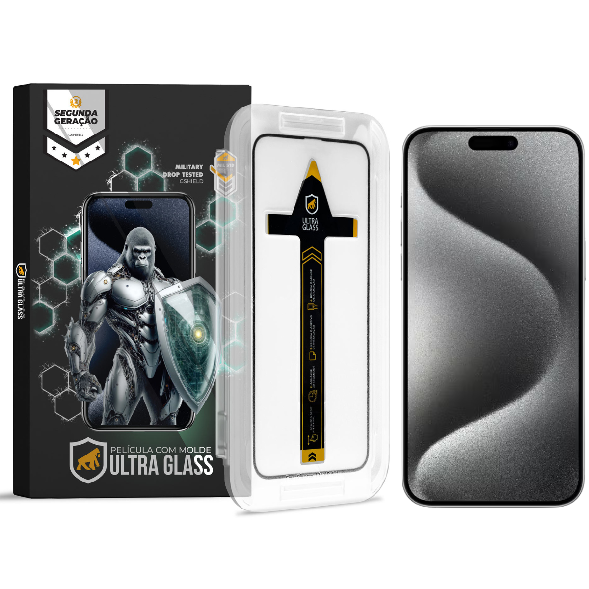 Película para iPhone 15 Pro - Ultra Glass - Preta - Gshield