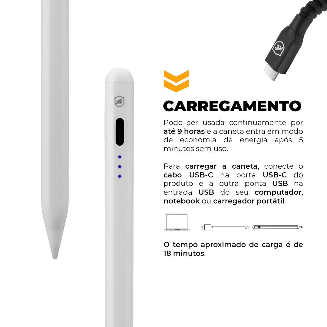 Caneta Touch Capacitiva Pro + Suporte Universal de Mesa Easy Stand GRÁTIS - Gshield