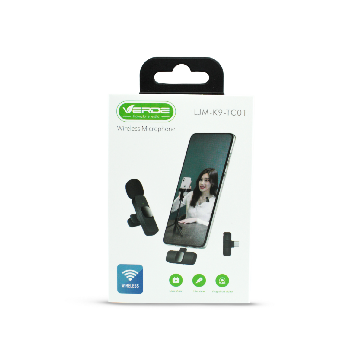 Microfone Wireless de Lapela - Tipo C - Verde - foto 8