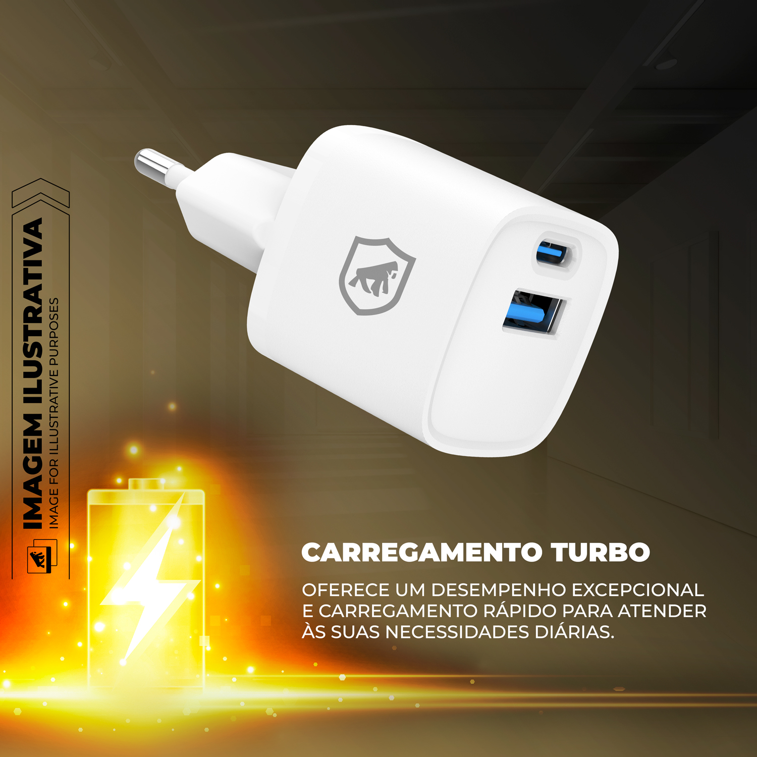 Carregador Turbo Gan Ultra Slim Tipo-C + USB-A 20W - Exclusivo Online - Branco - Gshield - foto 4