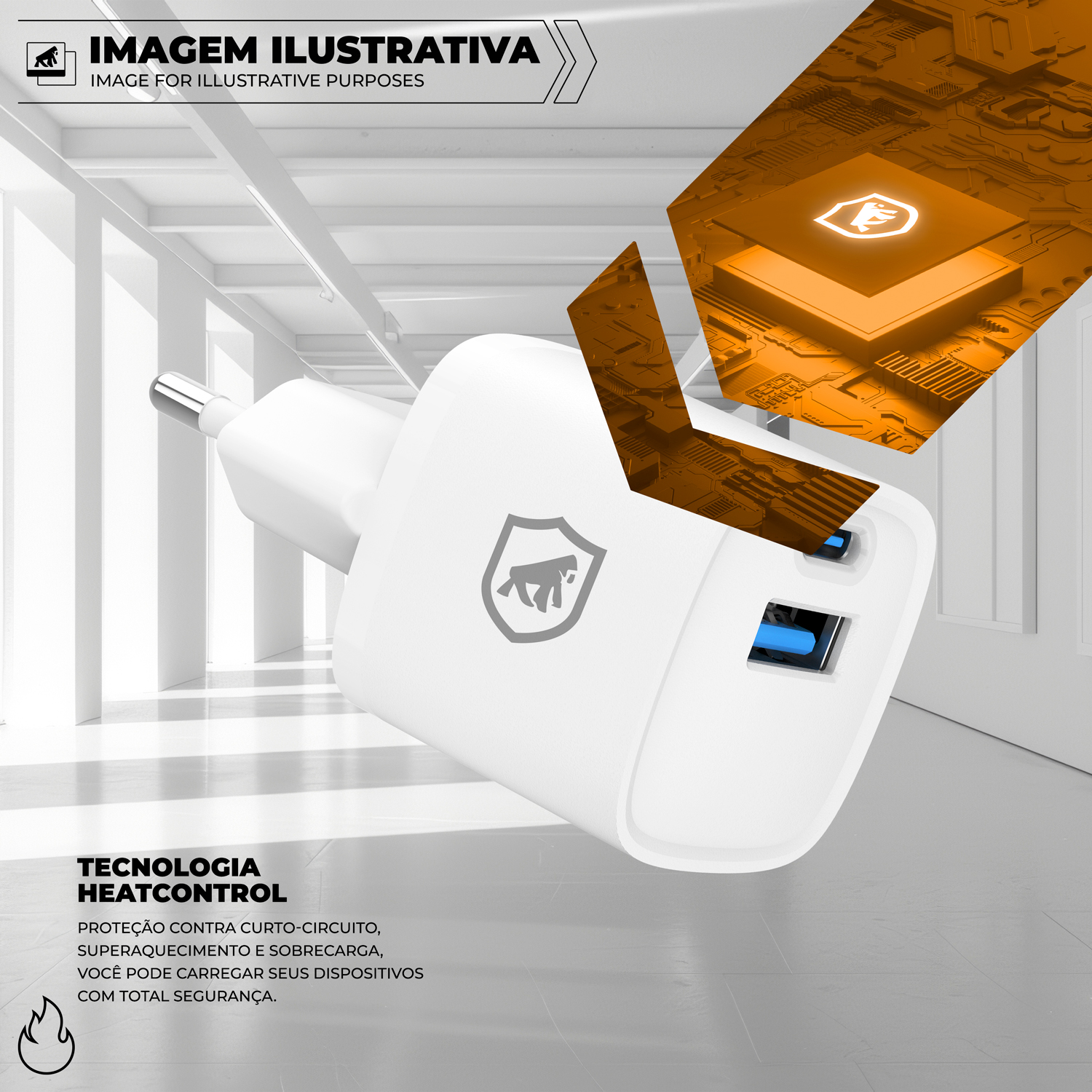 Carregador Turbo Gan Ultra Slim Tipo-C + USB-A 20W - Exclusivo Online - Branco - Gshield - foto 5