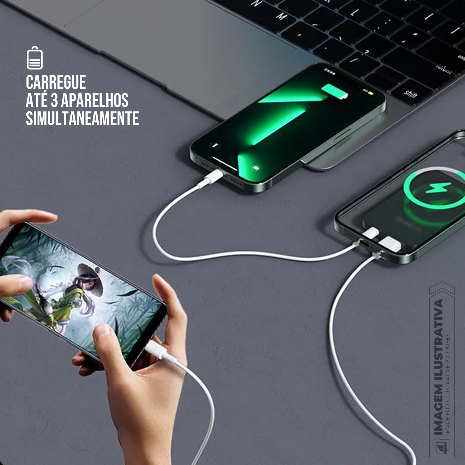 Carregador Portátil Powerbank 10.000mAh com Carregamento Wireless 15W, USB-A, Type-C e Fixação Magnética Compatível com MagSafe - TankSafe - Gshield - foto 6