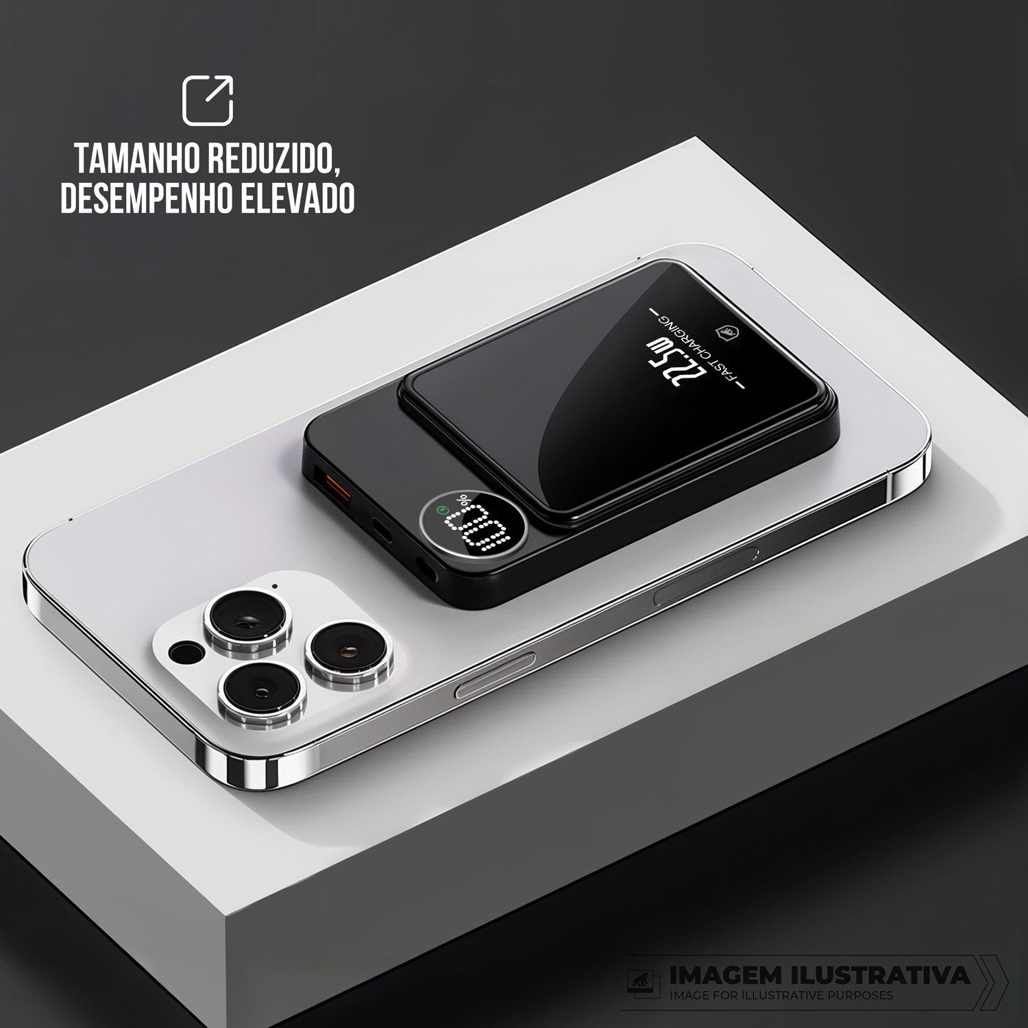 Carregador Portátil Powerbank 10.000mAh com Carregamento Wireless 15W, USB-A, Type-C e Fixação Magnética Compatível com MagSafe - TankSafe - Gshield - foto 7