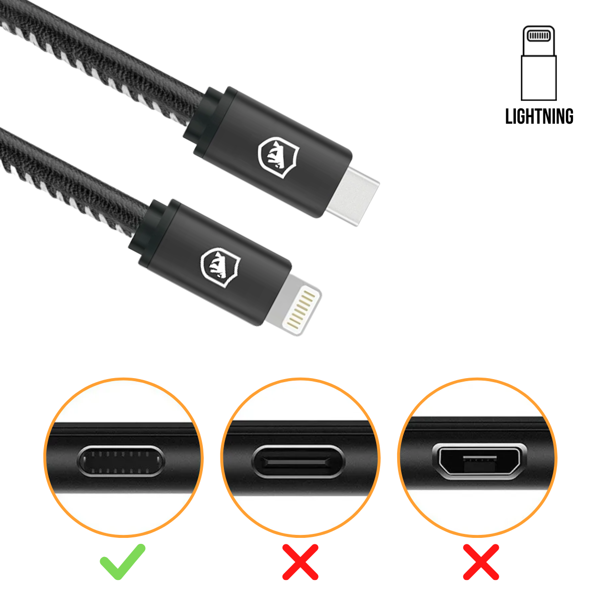 Cabo Raptor - Tipo C / Lightning - Preto - 1M - Gshield - foto 6