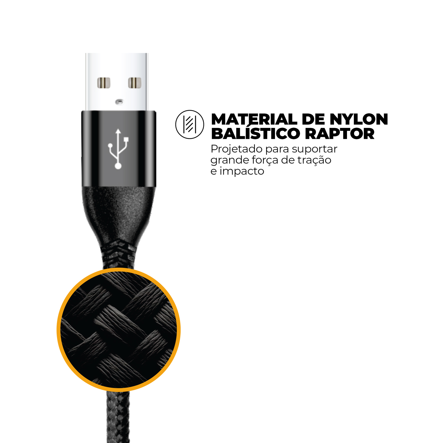 Cabo Raptor - USB A / Tipo C - Preto - 1M - Gshield - foto 4