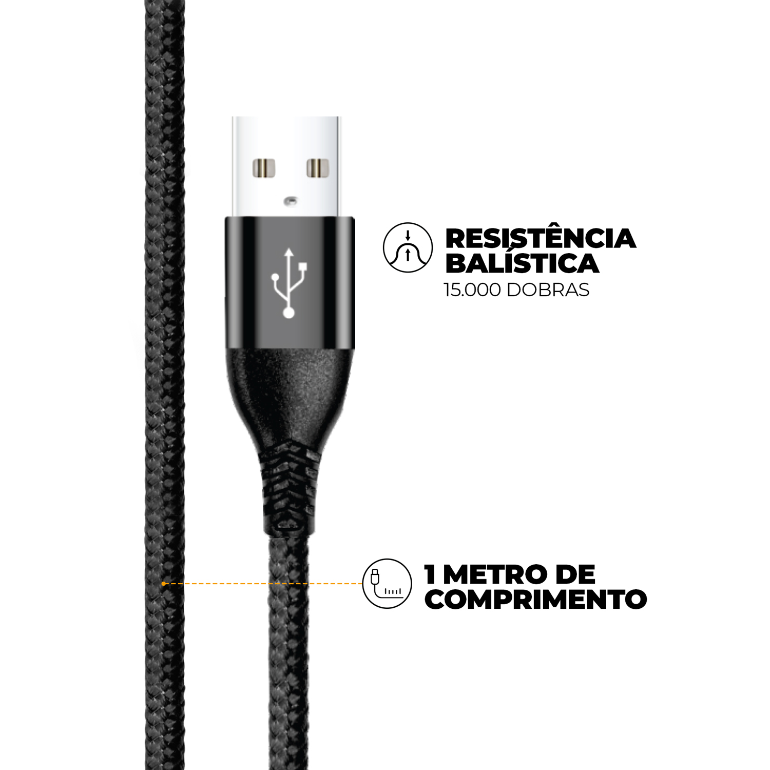 Cabo Raptor - USB A / Tipo C - Preto - 1M - Gshield - foto 2