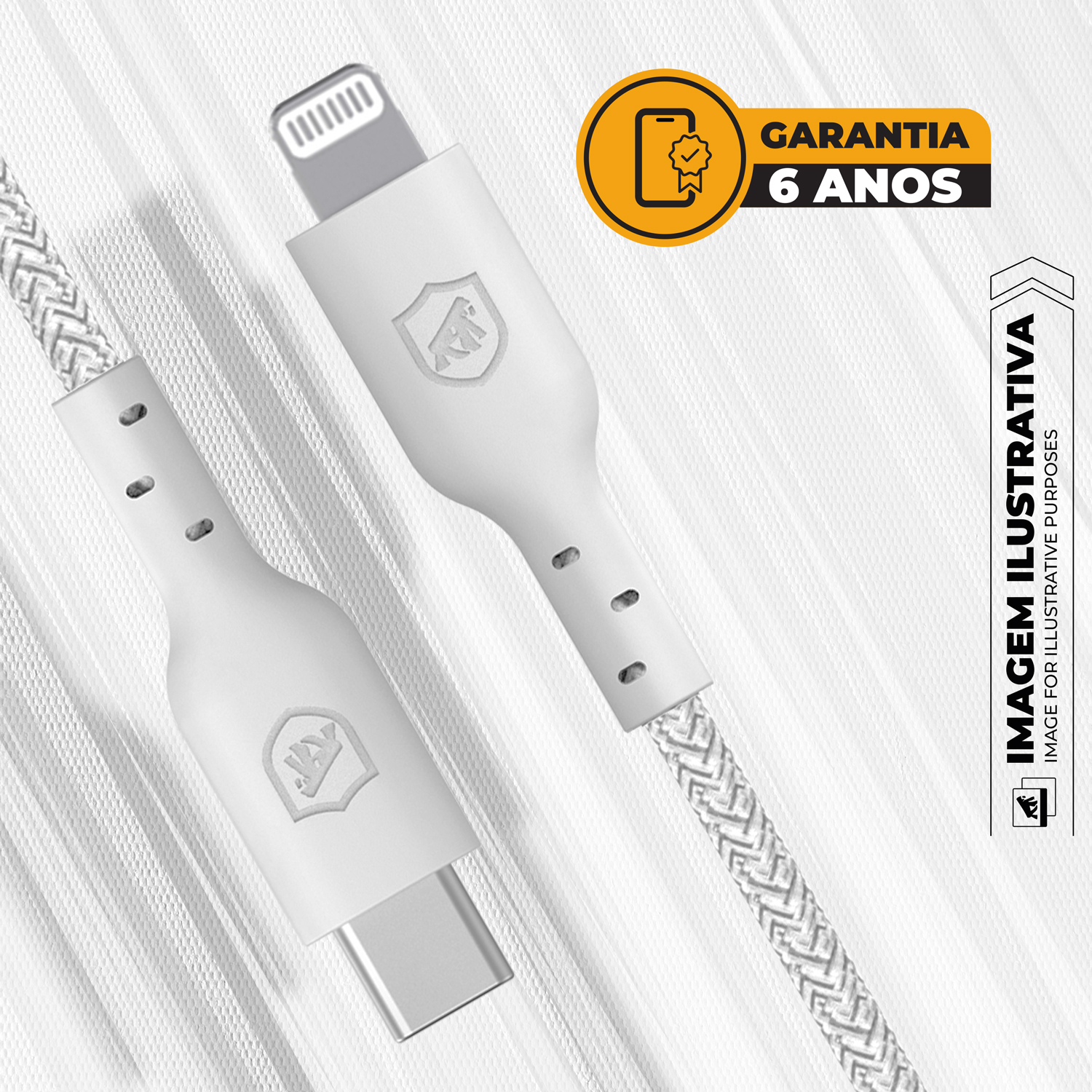 Cabo Lightning / Tipo-C para iPhone MFI Certificado 1,5m Branco - 6 Anos de Garantia - Ultra Safe  - Gshield - foto 2