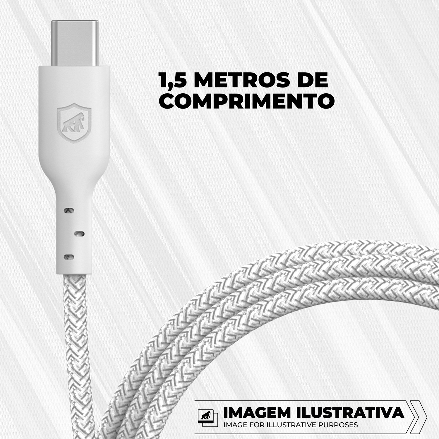 Cabo Ultra Safe - Branco - Tipo C / Tipo C - 1,5 - 6 anos de garantia - Gshield - foto 4
