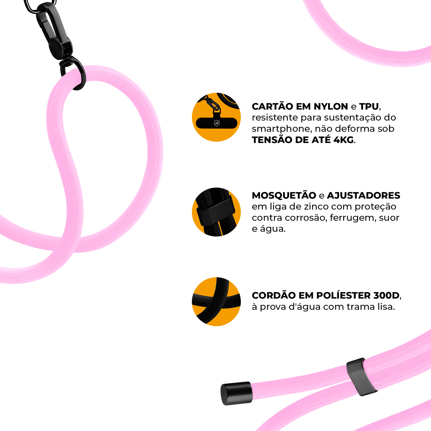 Cordão Phone Strap Armor - Rosa - Gshield