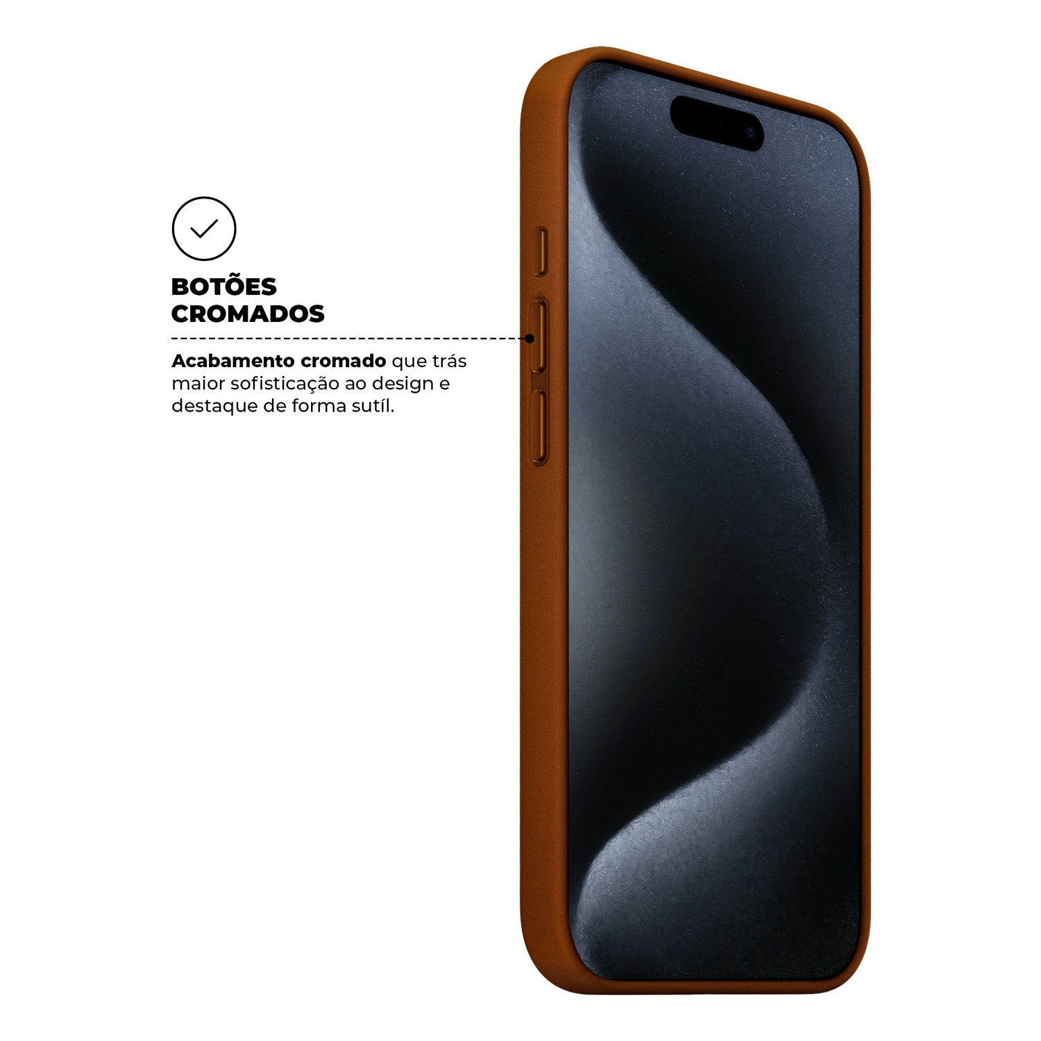 Capa para iPhone 15 Pro - Couro Dual Marrom - Gshield - foto 4