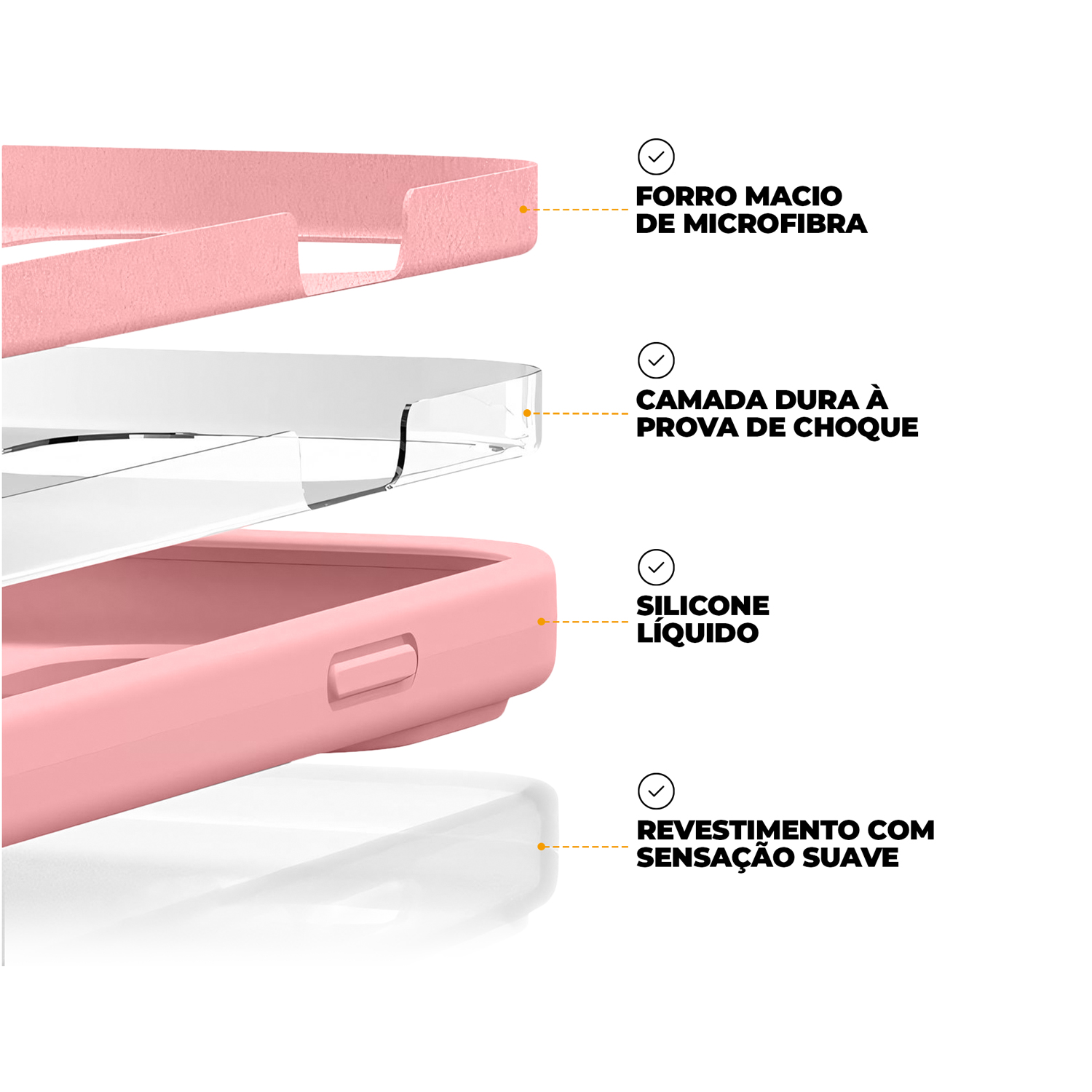 Capa para iPhone 15 Pro Max - Silicon Premium Rosa - Gshield