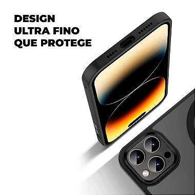 Kit Capa Magsafe Preta e Pelicula Ultra Glass Preta para iPhone 15 - Gshield
