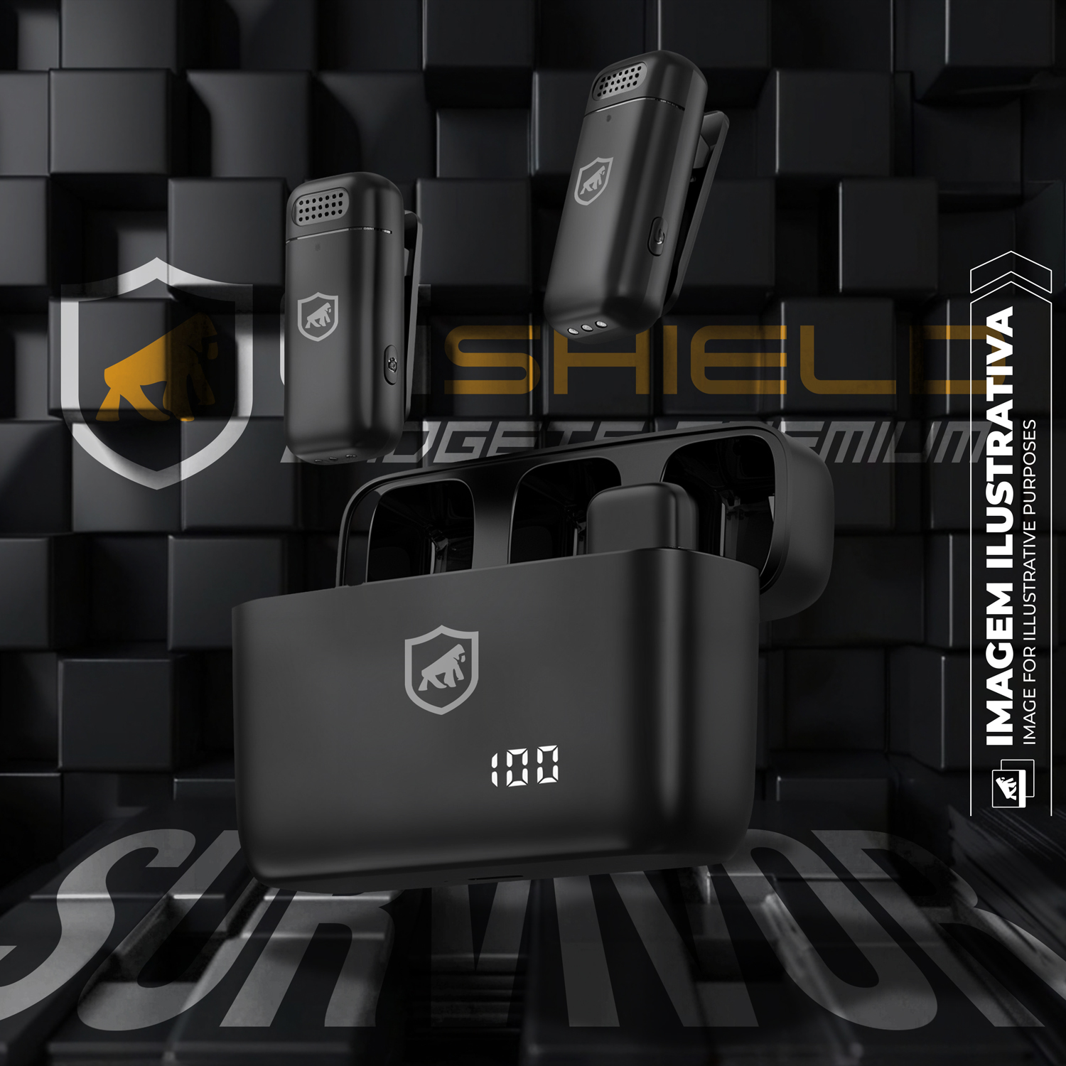 Microfone de Lapela Profissional Sem Fio - Survivor - Tipo C com Adaptador Lightning - Gshield - foto 5