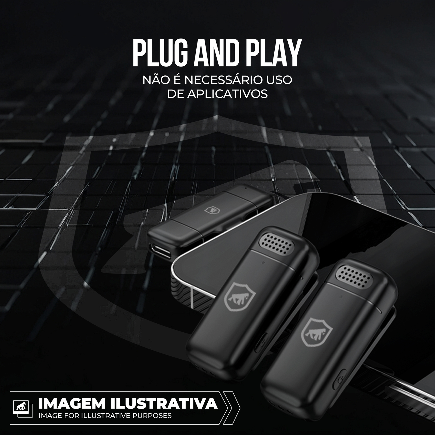 Microfone de Lapela Profissional Sem Fio - Survivor - Tipo C com Adaptador Lightning - Gshield - foto 3