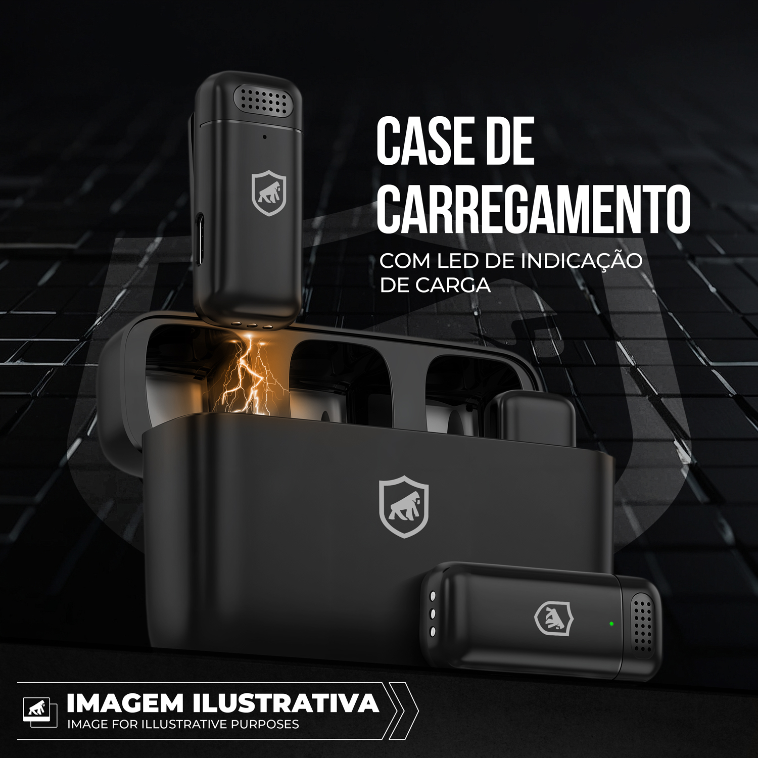 Microfone de Lapela Profissional Sem Fio - Survivor - Tipo C com Adaptador Lightning - Gshield - foto 4