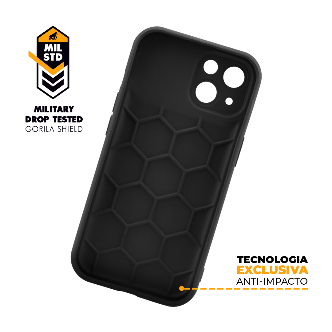 Kit Capa Symetric Preta e Película Defender Pro Privacidade para iPhone 15 - Gshield