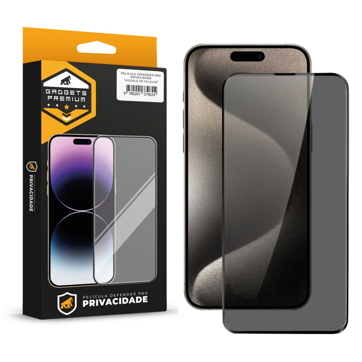 Kit Capa Dual Shock Sense e Pelicula Defender Pro Privacidade para iPhone 15 Pro Max - Gshield