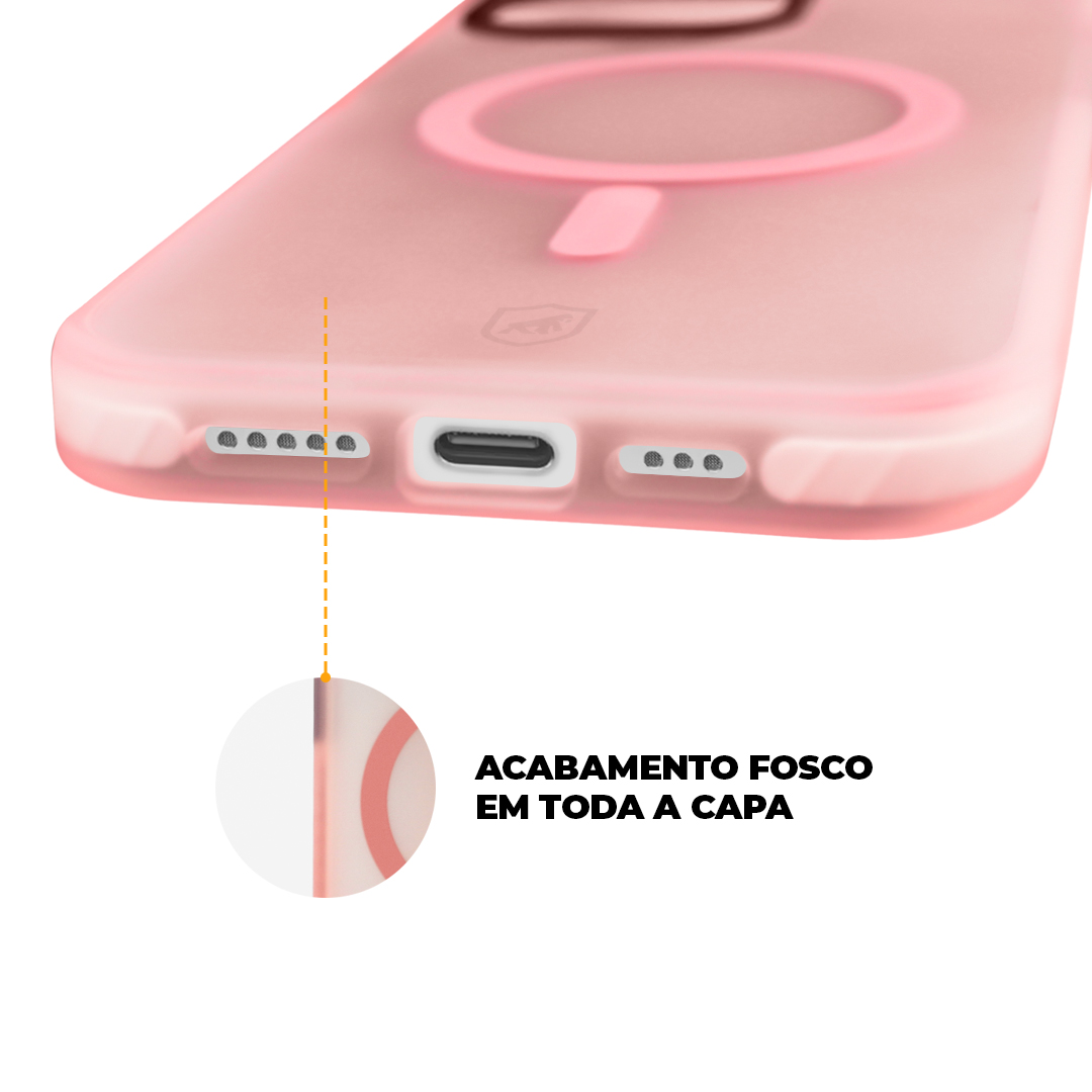 Kit Capa Magsafe Pro Rosa e Pelicula Defender Pro Privacidade para iPhone 15 - Gshield