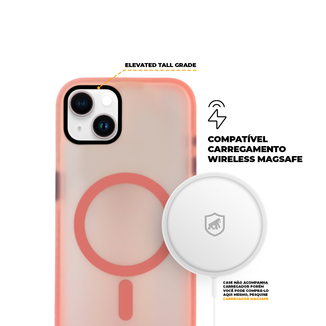 Kit Capa Magsafe Pro Rosa e Pelicula Defender Pro Privacidade para iPhone 15 - Gshield