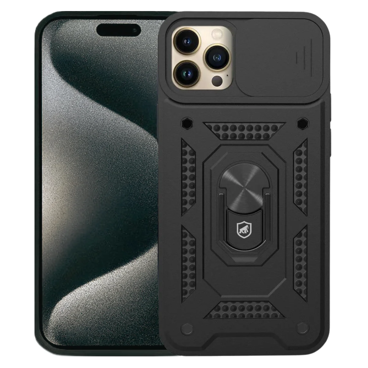 Kit Capa Dinamic Cam Protection e Pelicula Ultra Glass Preta para iPhone 15 Pro Max - Gshield