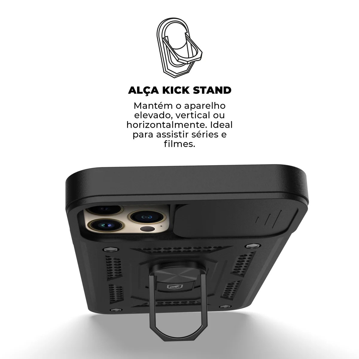 Kit Capa Dinamic Cam Protection e Pelicula Ultra Glass Preta para iPhone 15 Pro Max - Gshield