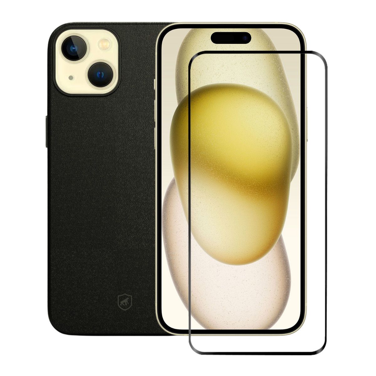 Kit Capa Couro Dual Preta e Pelicula Ultra Glass para iPhone 15 - Gshield