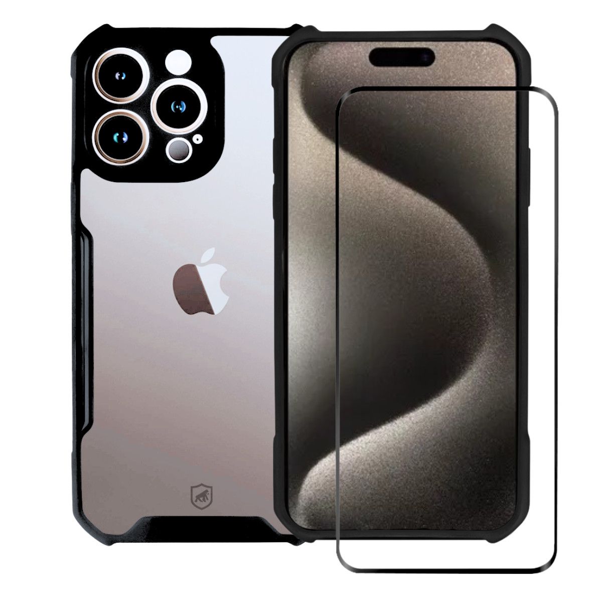 Kit Capa Dual Shock X e Pelicula Ultra Glass para iPhone 15 Pro Max - Gshield