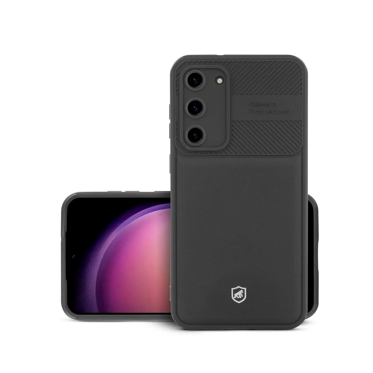 Kit Capa Symetric Preta e Pelicula Dual Glass Preta para Samsung Galaxy S23 Plus - Gshield
