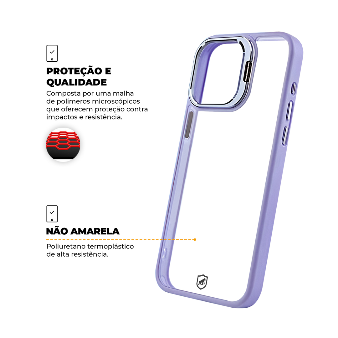 Kit Capa Gravity Lilás e Pelicula Ultra Glass para iPhone 15 Pro - Gshield