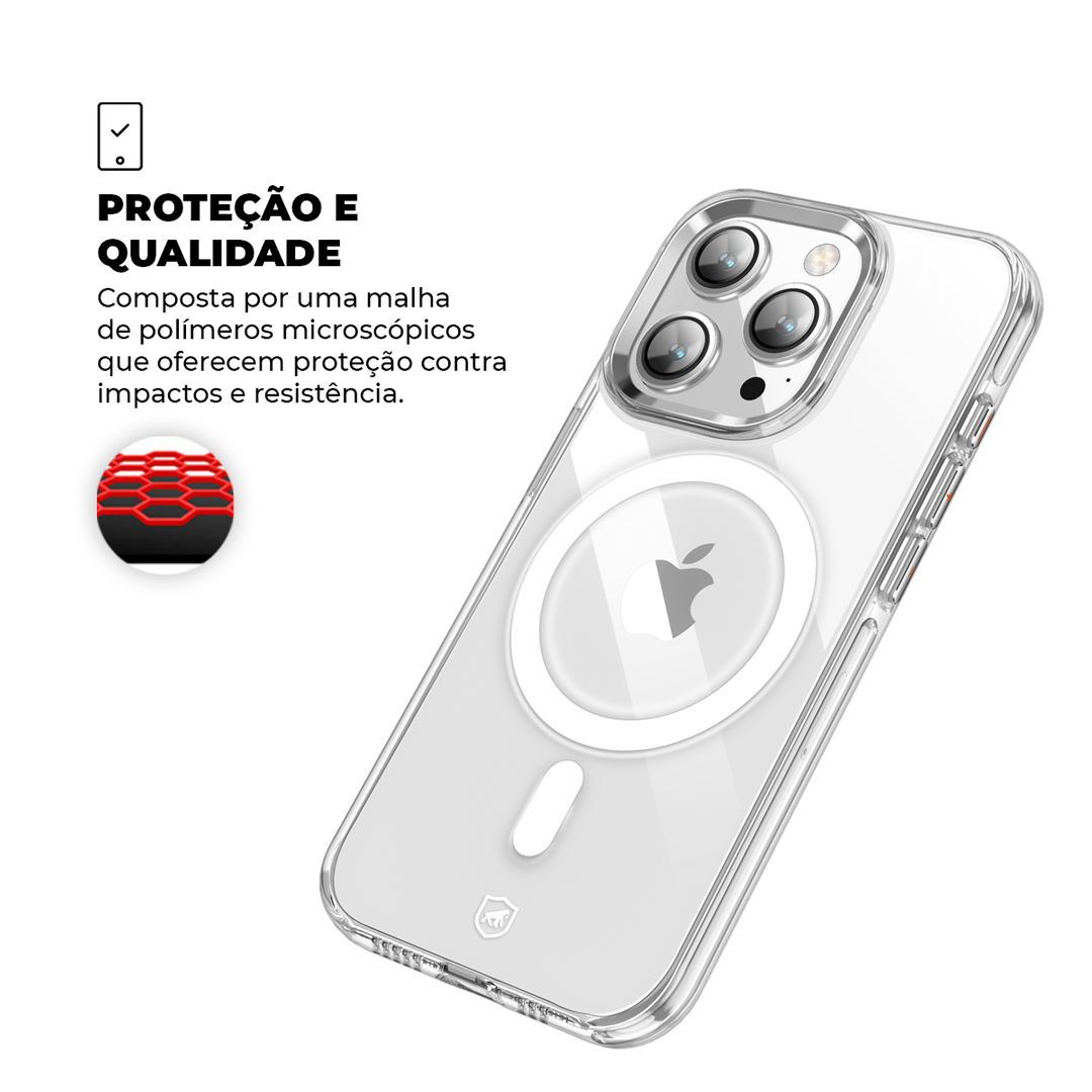 Kit Capa MagSafe Crystal Armor e Pelicula Defender Pro Privacidade para iPhone 15 Pro - Gshield